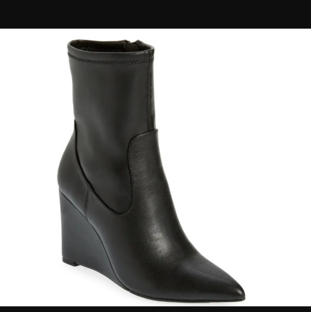 Open Edit Jimmie Pointed Toe Wedge Bootie Women S… - image 1